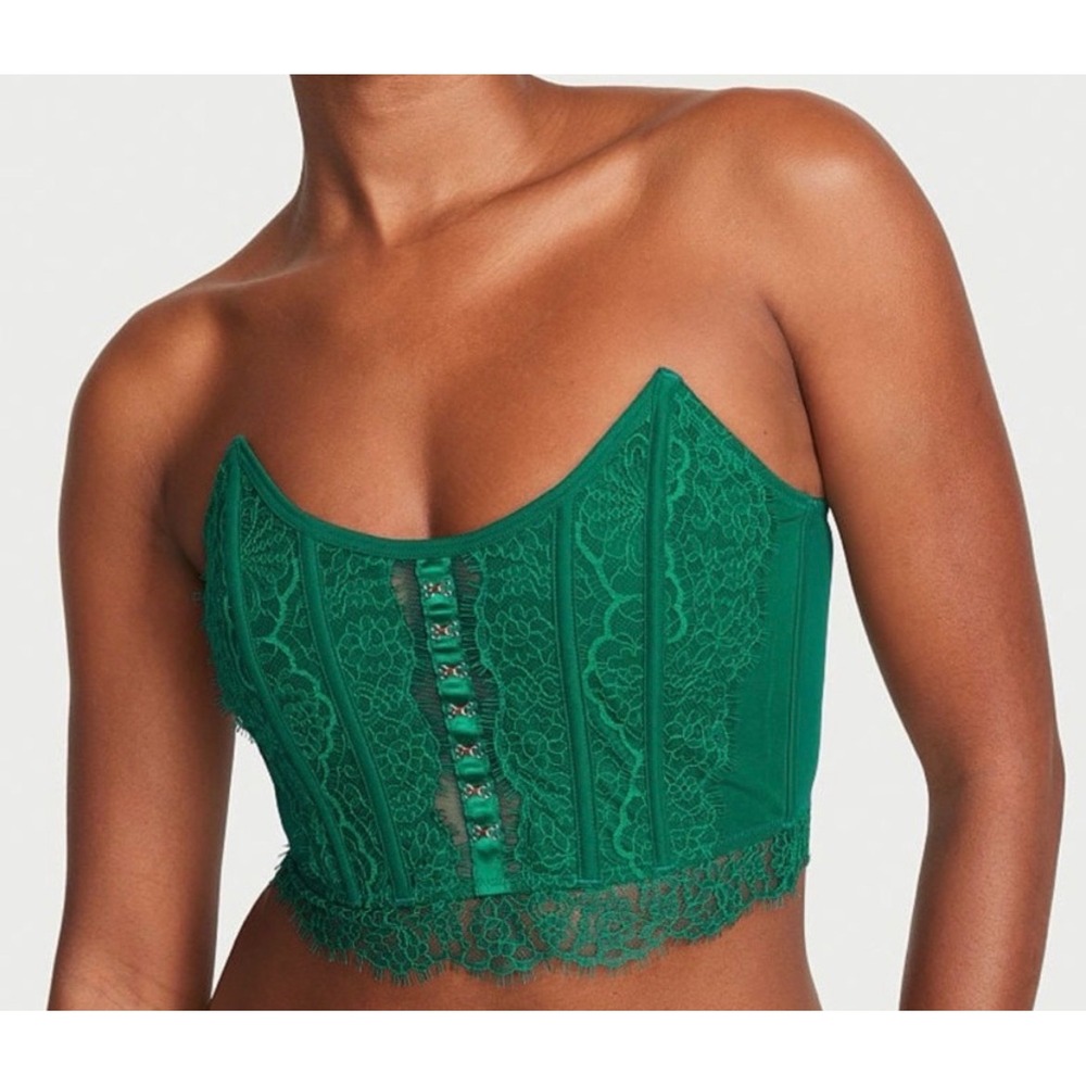 Victorias Secret Dream Angels Green Lace Corset Top XS Halloween Victorian Fairy